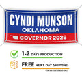 Cyndi Munson For Oklahoma U.S. Governor Banner Sign, 13 oz Waterproof US Governor Election 2026 Vinyl Banner With Metal Grommets