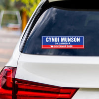Cyndi Munson For Oklahoma Governor 2026 Vinyl Sticker, Vote Cyndi Munson, Oklahoma Governor Elections 2026 Bumper Sticker 10" x 3"