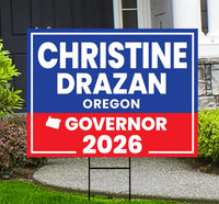 Christine Drazan For Oregon Governor 2026 Yard Sign, Corrugated Plastic Governor Elections Race Red White Blue Yard Sign with Metal H-Stake