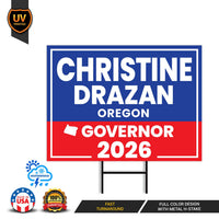Christine Drazan For Oregon Governor 2026 Yard Sign, Corrugated Plastic Governor Elections Race Red White Blue Yard Sign with Metal H-Stake