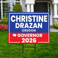 Christine Drazan For Oregon Governor 2026 Yard Sign, Corrugated Plastic Governor Elections Race Red White Blue Yard Sign with Metal H-Stake