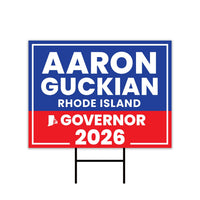 Aaron Guckian For Rhode Island Governor 2026 Yard Sign, Corrugated Governor Elections Race Red White & Blue Yard Sign with Metal H-Stake