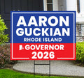 Aaron Guckian For Rhode Island Governor 2026 Yard Sign, Corrugated Governor Elections Race Red White & Blue Yard Sign with Metal H-Stake
