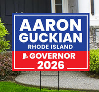Aaron Guckian For Rhode Island Governor 2026 Yard Sign, Corrugated Governor Elections Race Red White & Blue Yard Sign with Metal H-Stake
