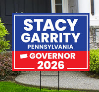 Stacy Garrity For Pennsylvania Governor 2026 Yard Sign, Corrugated Governor Elections Race Red White & Blue Yard Sign with Metal H-Stake