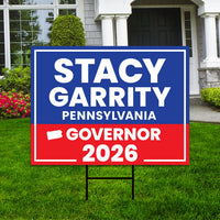 Stacy Garrity For Pennsylvania Governor 2026 Yard Sign, Corrugated Governor Elections Race Red White & Blue Yard Sign with Metal H-Stake