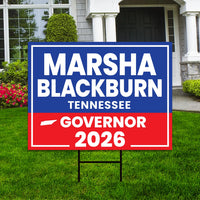 Marsha Blackburn For Tennessee Governor 2026 Yard Sign, Corrugated Governor Elections Race Red White & Blue Yard Sign with Metal H-Stake
