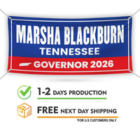 Marsha Blackburn For Tennessee U.S. Governor Banner Sign, 13 oz Waterproof US Governor Election 2026 Vinyl Banner With Metal Grommets
