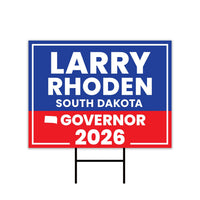 Larry Rhoden For South Dakota Governor 2026 Yard Sign, Corrugated Governor Elections Race Red White & Blue Yard Sign with Metal H-Stake