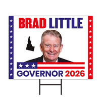 Brad Little For Idaho Governor 2026 Yard Sign, Corrugated Plastic Governor Elections Race Red White & Blue Yard Sign with Metal H-Stake