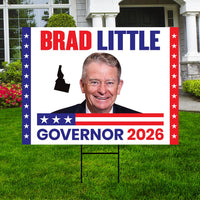 Brad Little For Idaho Governor 2026 Yard Sign, Corrugated Plastic Governor Elections Race Red White & Blue Yard Sign with Metal H-Stake