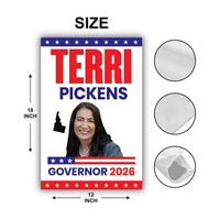 Terri Pickens For Idaho Governor 2026 Garden Flag, Double Sided, 2026 Governor Flag, Democrate, Elections Flag, Race Red White & Blue Flag