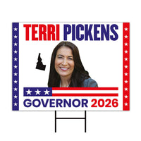 Terri Pickens For Idaho Governor 2026 Yard Sign, Corrugated Plastic Governor Elections Race Red White & Blue Yard Sign with Metal H-Stake