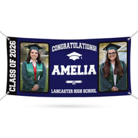 Custom Graduation Banner with Photo Class of 2026, Personalized Graduation Party Banner, Outdoor Graduation Sign Decor
