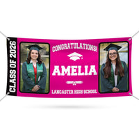 Custom Graduation Banner with Photo Class of 2026, Personalized Graduation Party Banner, Outdoor Graduation Sign Decor