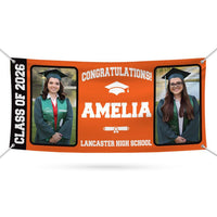 Custom Graduation Banner with Photo Class of 2026, Personalized Graduation Party Banner, Outdoor Graduation Sign Decor