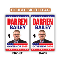 Darren Bailey For Illinois Governor 2026 Garden Flag, Double Sided, 2026 Governor Flag, Republic, Elections Flag, Race Red White & Blue Flag
