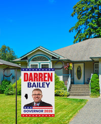 Darren Bailey For Illinois Governor 2026 Garden Flag, Double Sided, 2026 Governor Flag, Republic, Elections Flag, Race Red White & Blue Flag
