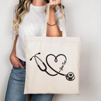 Personalized Nurse Tote Bag, Custom Stethoscope Bag, Nurse Gift Idea, Medical Student Gift, RN CNA Healthcare Worker Gift, Custom Name Tote