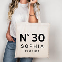 Personalized Birthday Tote Bag, Custom Name Age Tote Bag, 30th Birthday Gift, Custom Number Tote, Birthday Gift for Her, Party Bag