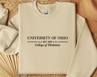 Custom University Embroidered Sweatshirt, Personalized College Hoodie, School Name Shirt, Year Major Long Sleeve Shirt, College Gift