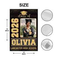 Personalized Graduation Garden Flag with Photo, Double Sided, Custom Name & School, Graduation Decoration 2026 Yard Sign, Class of 2026 Flag