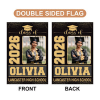 Personalized Graduation Garden Flag with Photo, Double Sided, Custom Name & School, Graduation Decoration 2026 Yard Sign, Class of 2026 Flag