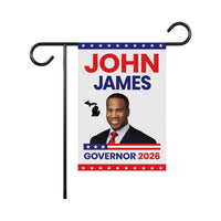 John James For Michigan Governor 2026 Garden Flag, Double Sided, 2026 Governor Flag, Republican, Elections Flag, Race Red White & Blue Flag