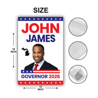 John James For Michigan Governor 2026 Garden Flag, Double Sided, 2026 Governor Flag, Republican, Elections Flag, Race Red White & Blue Flag