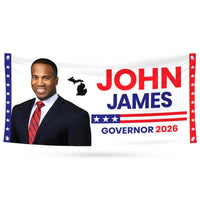 John James For Michigan U.S. Governor Banner Sign, 13 oz Waterproof US Governor Election 2026 Vinyl Banner With Metal Grommets