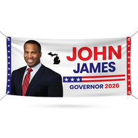 John James For Michigan U.S. Governor Banner Sign, 13 oz Waterproof US Governor Election 2026 Vinyl Banner With Metal Grommets
