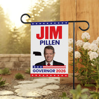 Jim Pillen For Nebraska Governor 2026 Garden Flag, Double Sided, 2026 Governor Flag, Republican, Elections Flag, Race Red White & Blue Flag