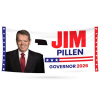 Jim Pillen For Nebraska U.S. Governor Banner Sign, 13 oz Waterproof US Governor Election 2026 Vinyl Banner With Metal Grommets