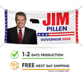 Jim Pillen For Nebraska U.S. Governor Banner Sign, 13 oz Waterproof US Governor Election 2026 Vinyl Banner With Metal Grommets
