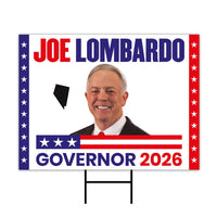 Joe Lombardo For Nevada Governor 2026 Yard Sign, Corrugated Plastic Governor Elections Race Red White & Blue Yard Sign with Metal H-Stake