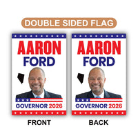 Aaron Ford For Nevada Governor 2026 Garden Flag, Double Sided, 2026 Governor Flag, Democratic, Elections Flag, Race Red White & Blue Flag