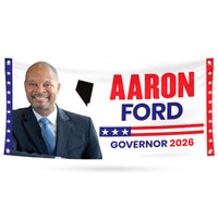 Aaron Ford For Nevada U.S. Governor Banner Sign, 13 oz Waterproof US Governor Election 2026 Vinyl Banner With Metal Grommets