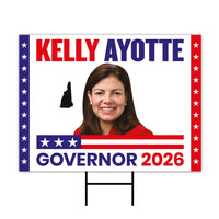 Kelly Ayotte For New Hampshire Governor 2026 Yard Sign, Corrugated Governor Elections Race Red White & Blue Yard Sign with Metal H-Stake
