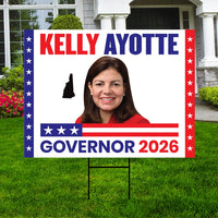 Kelly Ayotte For New Hampshire Governor 2026 Yard Sign, Corrugated Governor Elections Race Red White & Blue Yard Sign with Metal H-Stake