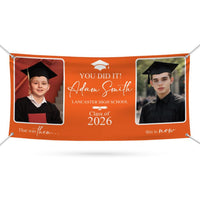 Then and Now Graduation Photo Banner 2026, Personalized Vinyl Graduation Banner, Custom Grad Party Decoration with Photos