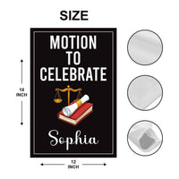 Law Graduation Garden Flag Motion to Celebrate Yard Flag, Personalized Lawyer Graduation Flag, Garden Decor, Law School Grad Gift