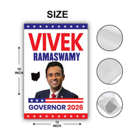 Vivek Ramaswamy For Ohio Governor 2026 Garden Flag, Double Sided, 2026 Governor Flag, Elections Flag, Race Red White & Blue Flag