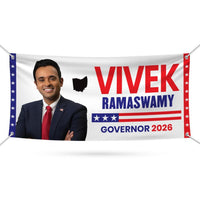 Vivek Ramaswamy For Ohio U.S. Governor Banner Sign, 13 oz Waterproof US Governor Election 2026 Vinyl Banner With Metal Grommets
