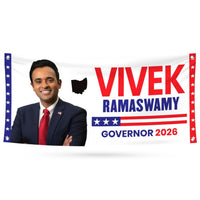 Vivek Ramaswamy For Ohio U.S. Governor Banner Sign, 13 oz Waterproof US Governor Election 2026 Vinyl Banner With Metal Grommets