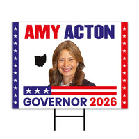 Amy Acton For Ohio Governor 2026 Yard Sign, Corrugated Plastic Governor Elections Race Red White & Blue Yard Sign with Metal H-Stake
