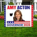 Amy Acton For Ohio Governor 2026 Yard Sign, Corrugated Plastic Governor Elections Race Red White & Blue Yard Sign with Metal H-Stake