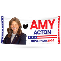 Amy Acton For Ohio U.S. Governor Banner Sign, 13 oz Waterproof US Governor Election 2026 Vinyl Banner With Metal Grommets