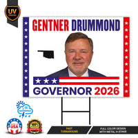 Gentner Drummond For Oklahoma U.S. Governor Yard Sign, 13 oz Waterproof US Governor Election 2026 Vinyl Yard With Metal Grommets