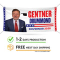 Gentner Drummond For Oklahoma U.S. Governor Banner Sign, 13 oz Waterproof US Governor Election 2026 Vinyl Banner With Metal Grommets