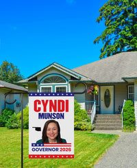 Cyndi Munson For Oklahoma Governor 2026 Garden Flag, Double Sided, 2026 Governor Flag, Democrate, Elections Flag, Race Red White & Blue Flag